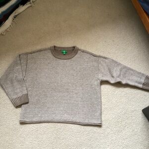 Beige & White “Inside Out” Stitch Sweater